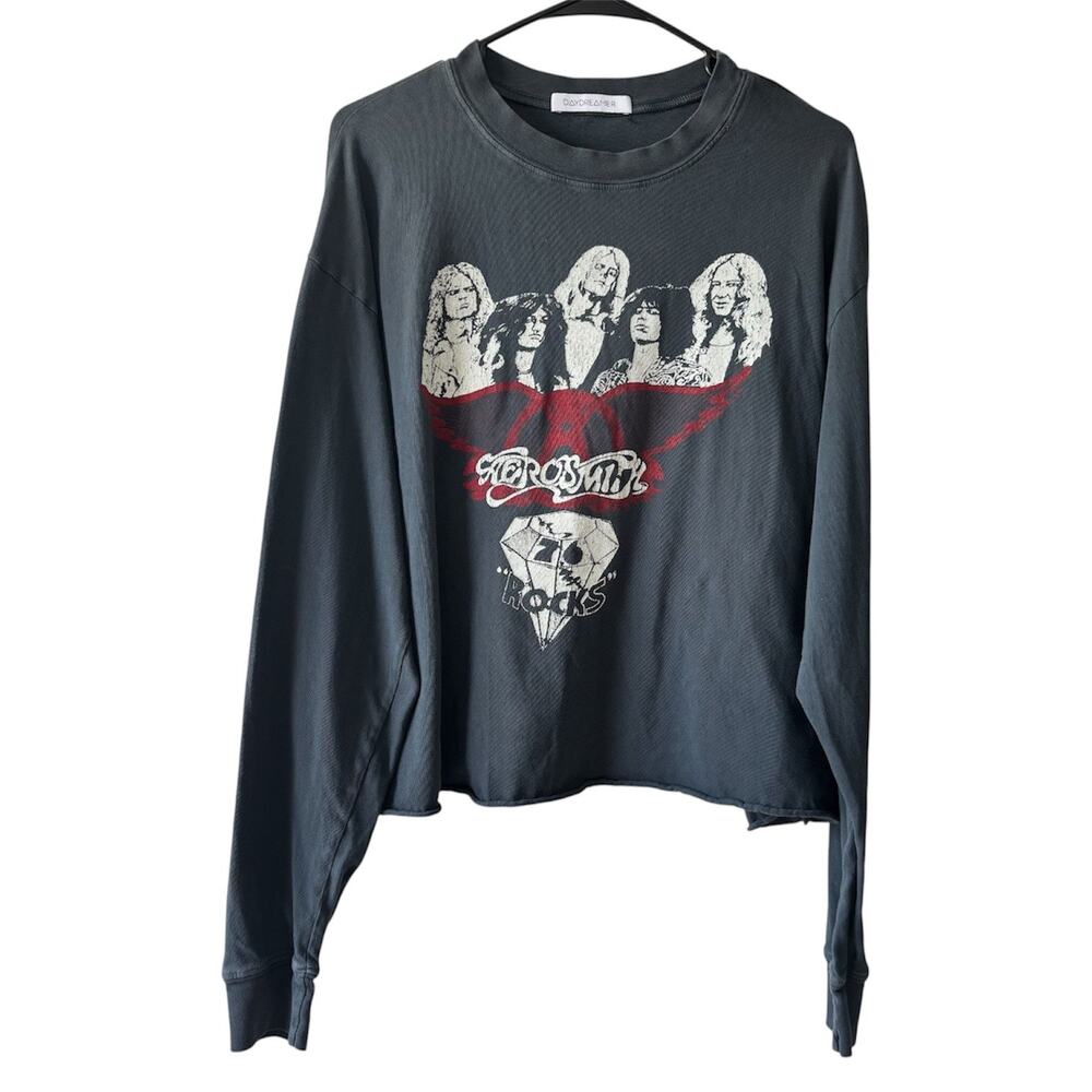 Daydreamer x Free People Aerosmith Rocks Retro Long Sleeve Graphic T-Shirt Large